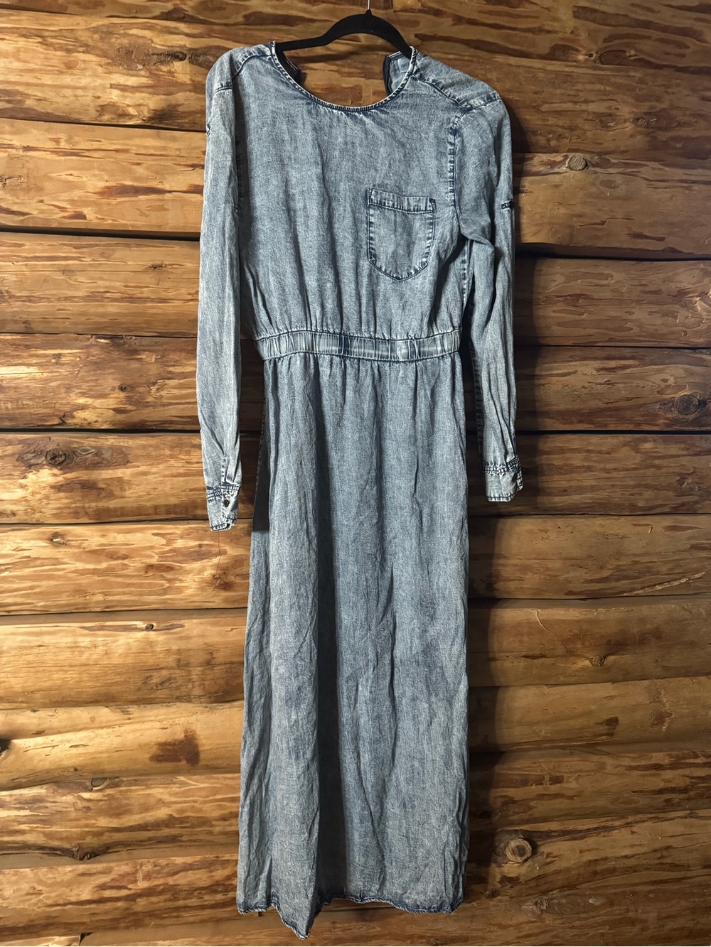 Paper Parachute Light Wash Long Sleeve Denim Maxi Dress Sz small